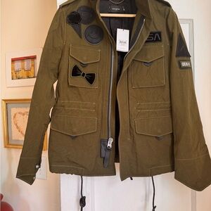 Coach Green Utility Jacket with Decorative Accents